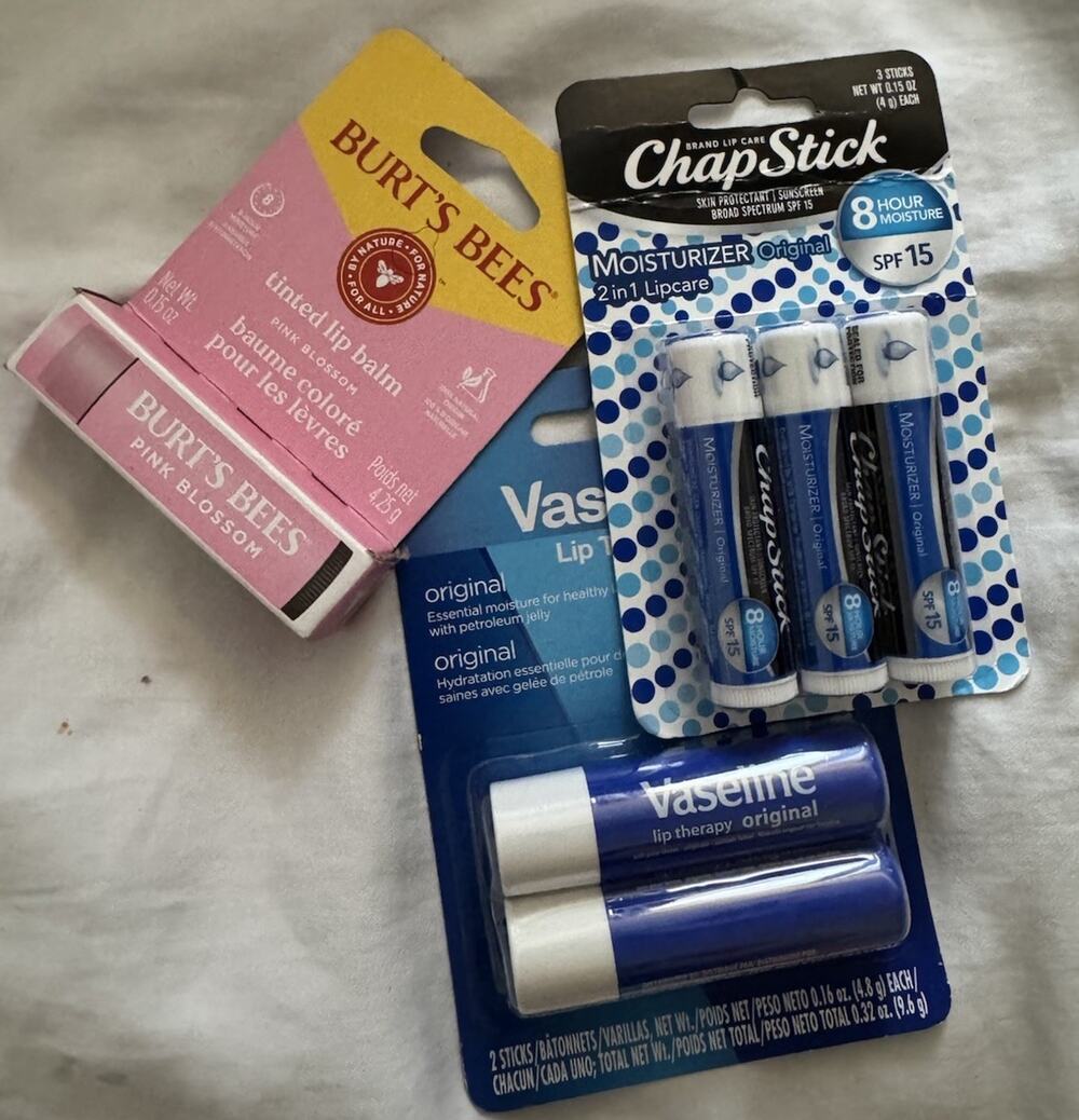 NEW Lip Care Bundle Burt’s Bees ChapStick SPF15 Vaseline Therapy Balm Lot Bundle
